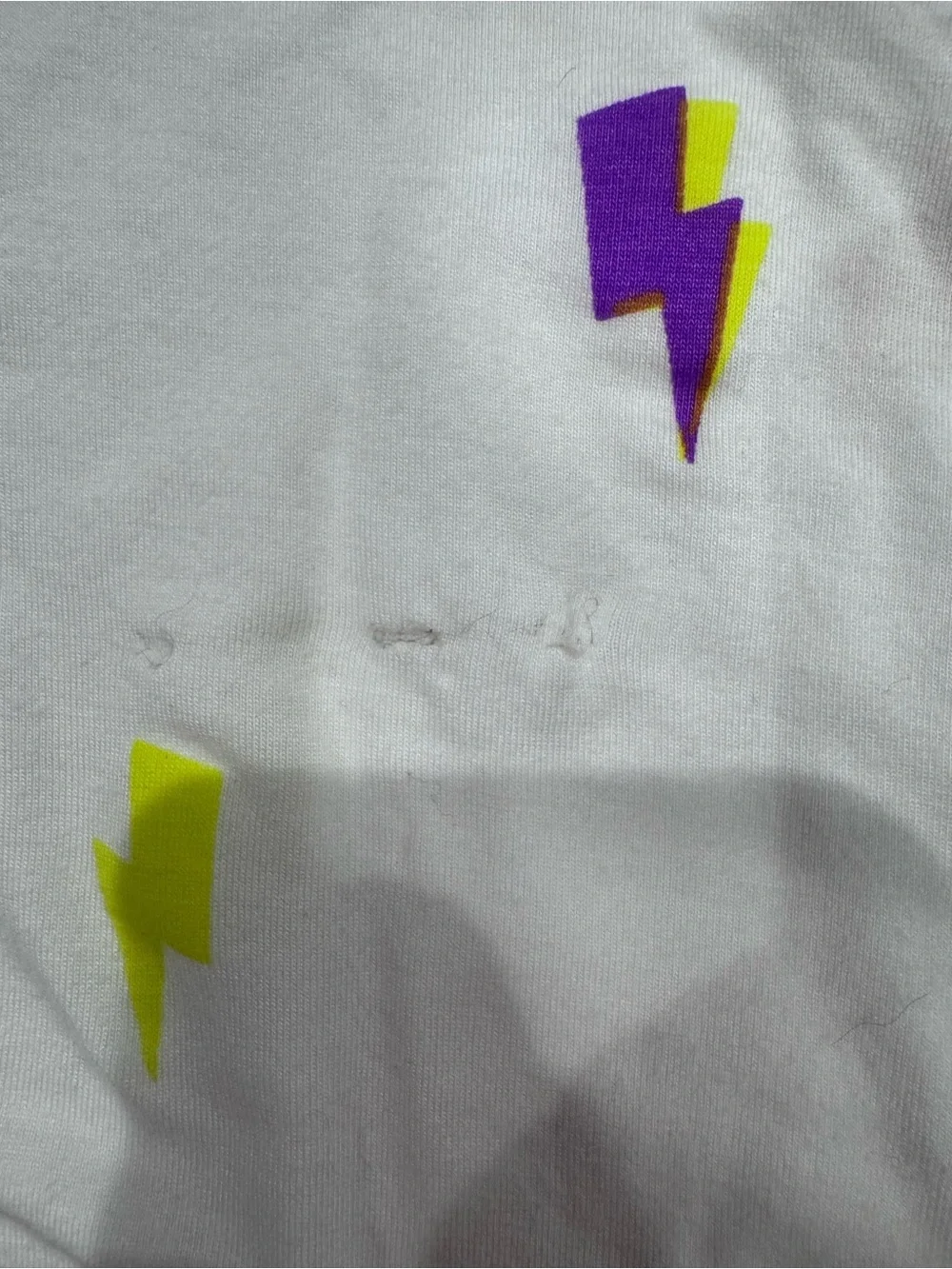Flowers by Zoe White Crop Tee with Multicolor Lightning Bolts